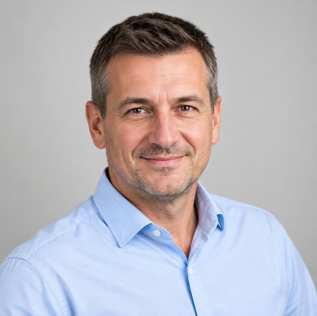 Portrait of a Croatian man in a light shirt