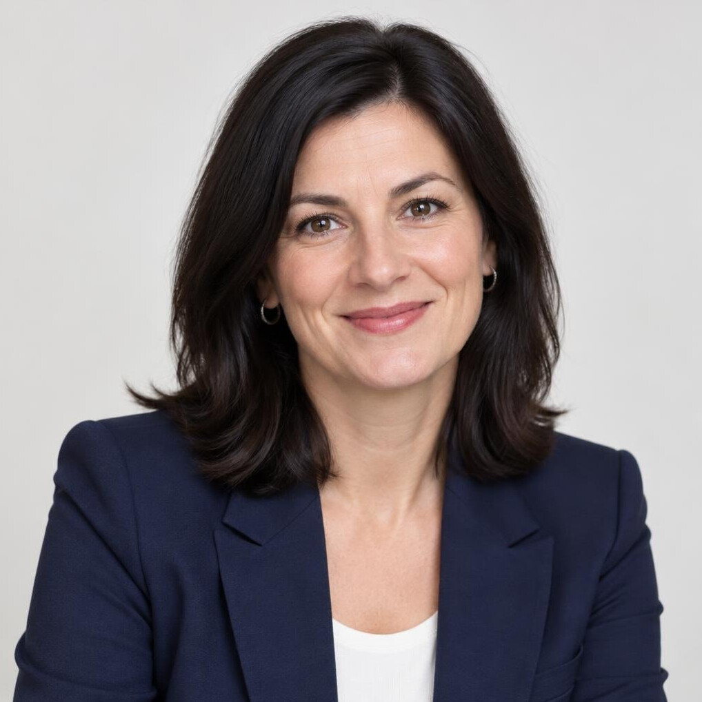Portrait of a smiling Croatian woman editor in a blazer
