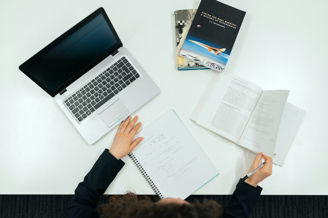 person studying online